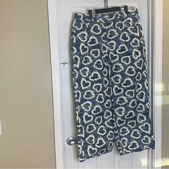 The Ragged Priest Jeans Lover Print Release Jeans Wide Leg High Rise Size 34 - Picture 3 of 12